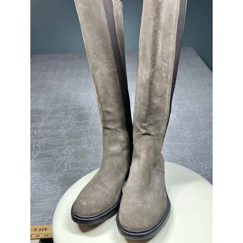 Tory Burch Christy Tall Green Suede Riding Boots Womens 6.5
